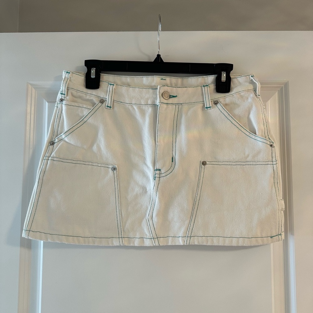 WHITE DENIM MINI SKIRT